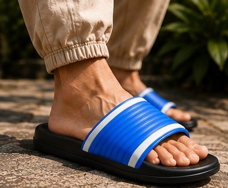 Men’s Ribbed Sport Slides Comfortable Wear