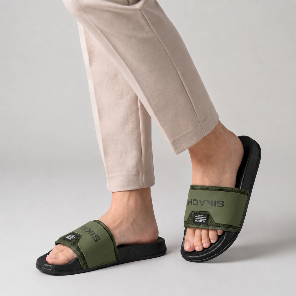 SIKACHL Grey Stylish Sport Slides for Men – Casual Comfort