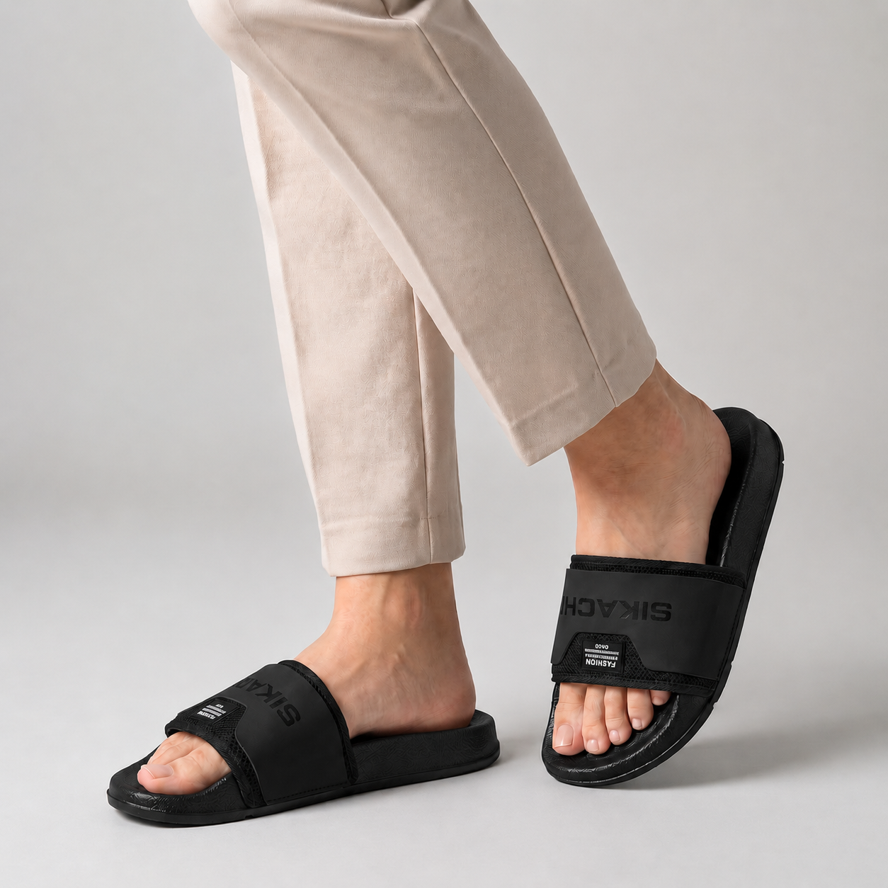 SIKACHL Grey Stylish Sport Slides for Men – Casual Comfort - Image 2