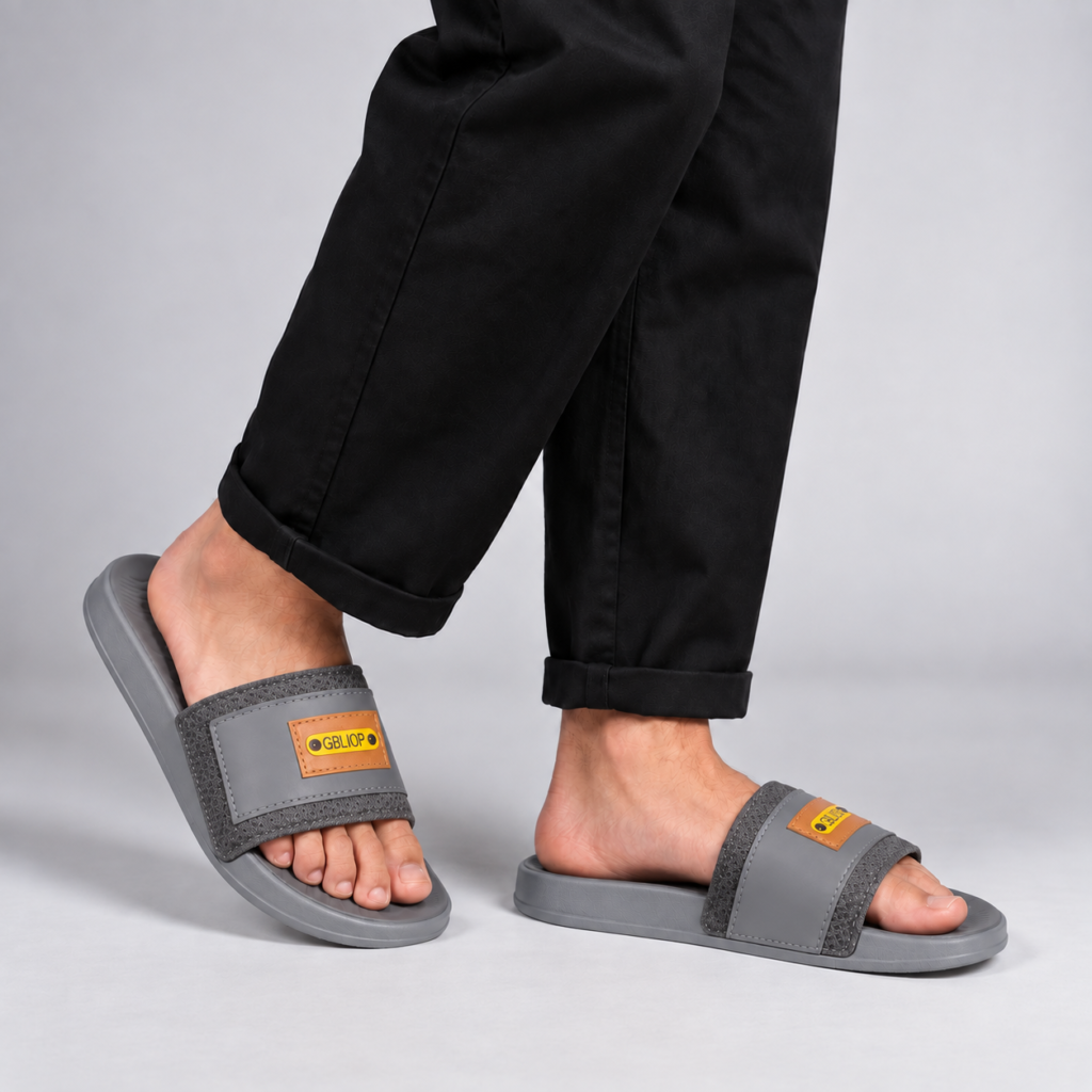 Men’s Olive Green Casual Slides – Sporty Comfort for Daily Wear