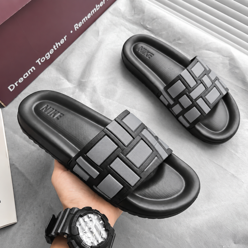Men’s Geometric Strap Slides – Sporty Style & Everyday Comfort