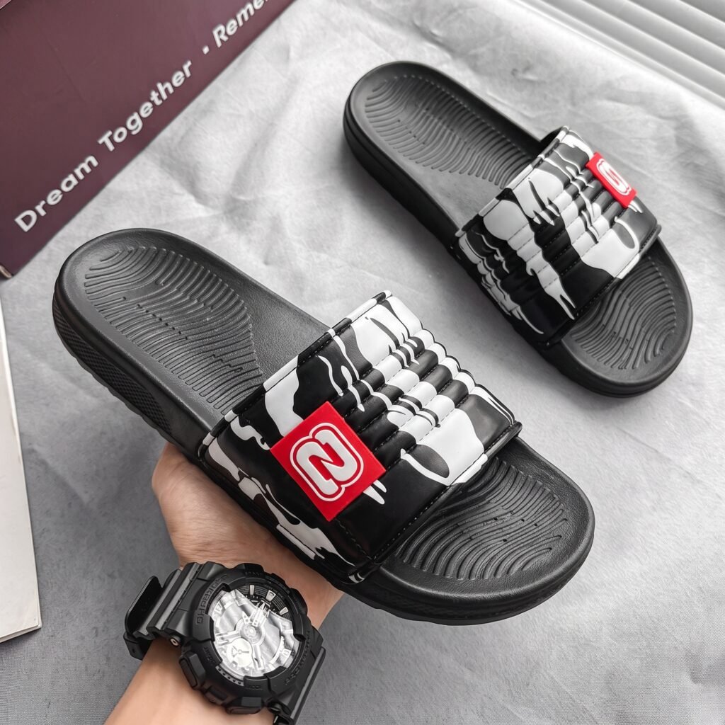 Men’s Blue Camo Graphic Slides – Bold Sporty Style for Everyday Wear